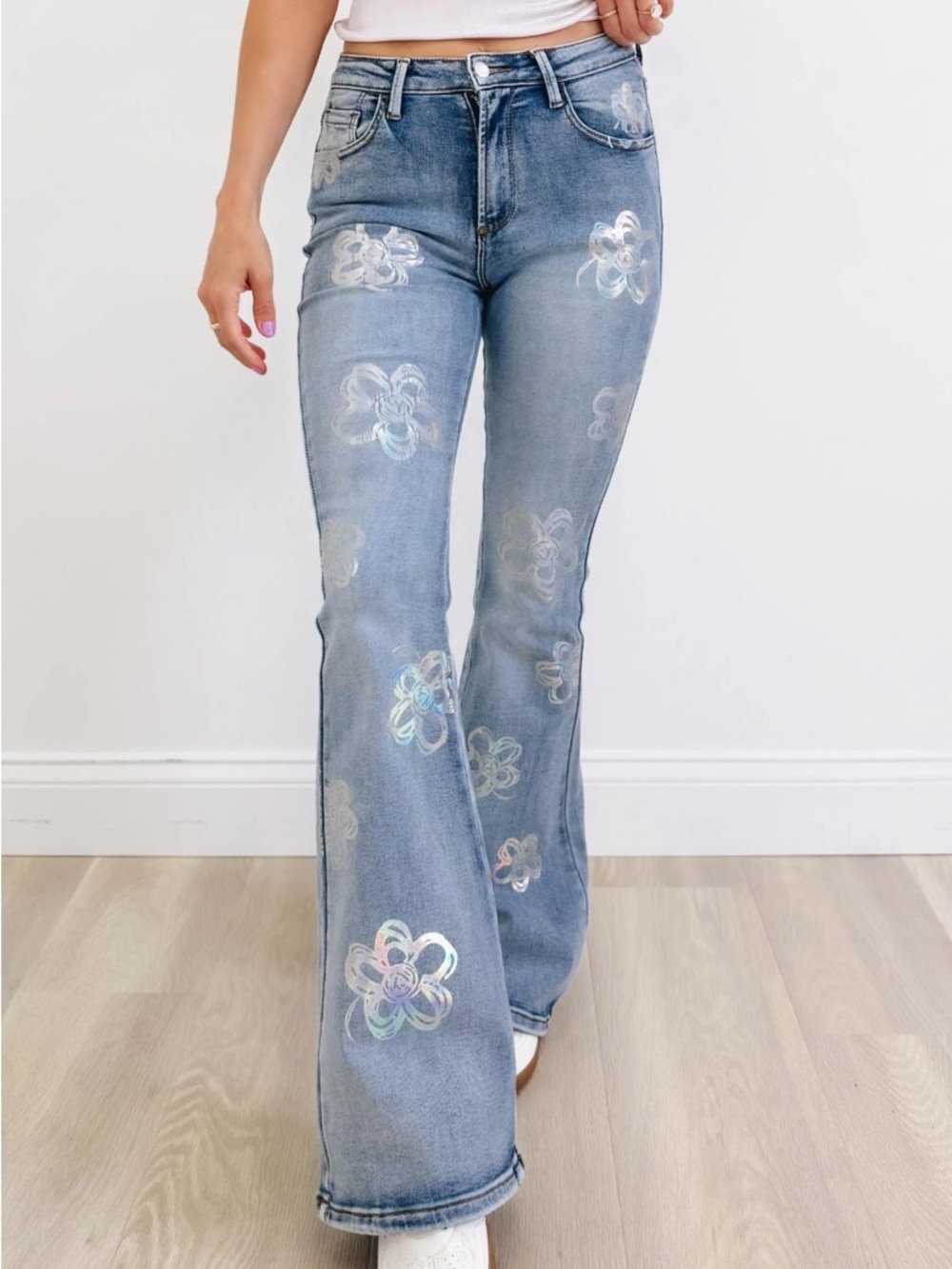 NWT BAR By Alexa Rae Oli & Hali Supernova Floral Flared stretch Jeans